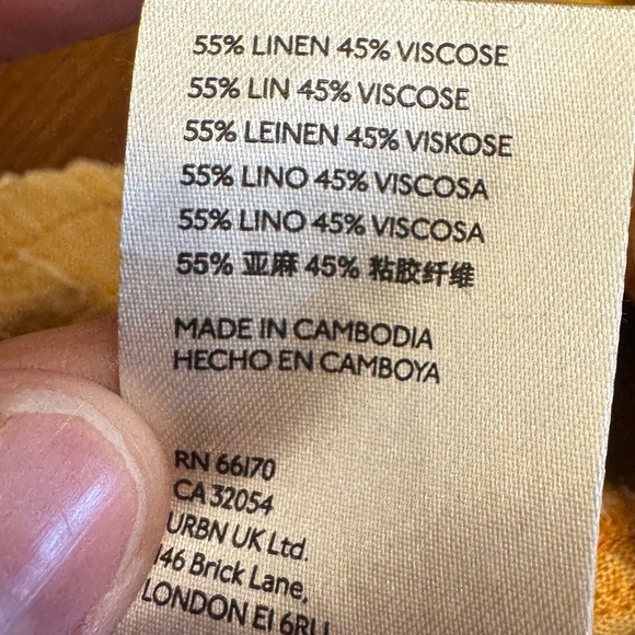 by Anthropologie Linen Utility Cargo Pants Size 14 Pockets Mustard Yellow - Picture 12 of 13